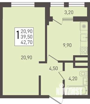 1-к квартира, вторичка, 43м2, 2/8 этаж