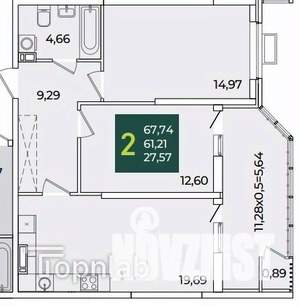 2-к квартира, вторичка, 67м2, 15/18 этаж