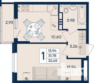 1-к квартира, вторичка, 33м2, 4/18 этаж