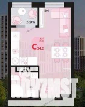 Студия квартира, вторичка, 24м2, 3/4 этаж