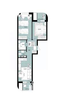 2-к квартира, вторичка, 62м2, 2/9 этаж