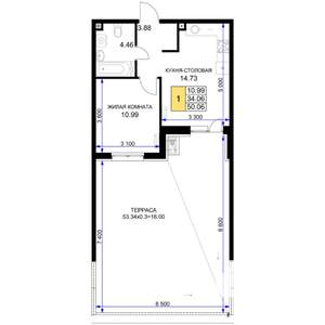 1-к квартира, вторичка, 50м2, 3/18 этаж