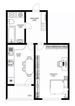 1-к квартира, вторичка, 41м2, 10/17 этаж