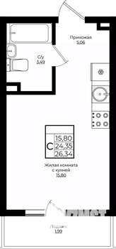 Студия квартира, вторичка, 26м2, 9/10 этаж