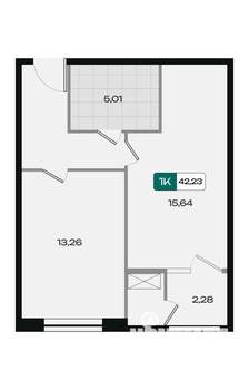 1-к квартира, вторичка, 42м2, 1/18 этаж