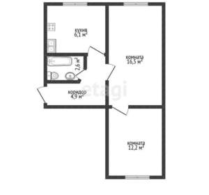 2-к квартира, вторичка, 42м2, 1/5 этаж