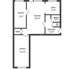 3-к квартира, вторичка, 56м2, 3/5 этаж