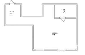 1-к квартира, вторичка, 40м2, 6/6 этаж