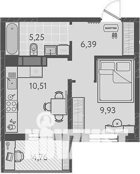 1-к квартира, вторичка, 34м2, 8/9 этаж