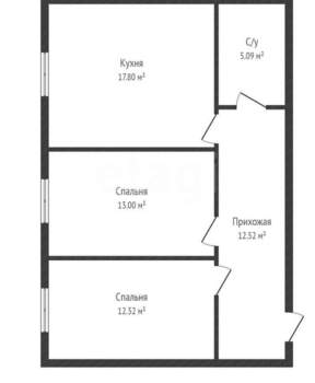 2-к квартира, вторичка, 63м2, 2/1 этаж
