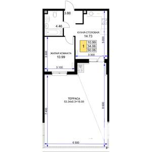 1-к квартира, вторичка, 50м2, 3/18 этаж
