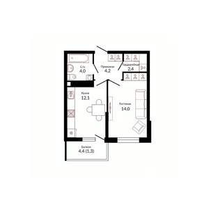 1-к квартира, вторичка, 39м2, 15/22 этаж