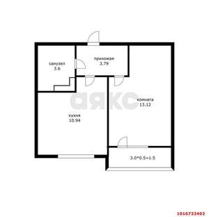 1-к квартира, вторичка, 34м2, 4/16 этаж