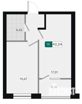 1-к квартира, вторичка, 42м2, 2/9 этаж