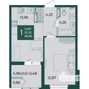 1-к квартира, вторичка, 39м2, 9/18 этаж