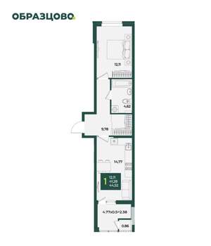 1-к квартира, вторичка, 45м2, 2/18 этаж