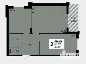 2-к квартира, вторичка, 67м2, 11/24 этаж
