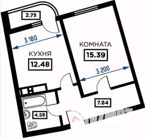 1-к квартира, вторичка, 40м2, 13/24 этаж