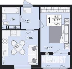 1-к квартира, вторичка, 36м2, 3/8 этаж