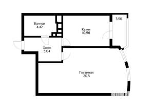 1-к квартира, вторичка, 42м2, 2/24 этаж