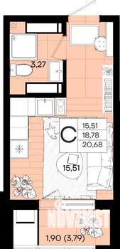 Студия квартира, вторичка, 21м2, 13/18 этаж