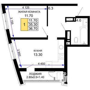 1-к квартира, вторичка, 37м2, 3/18 этаж