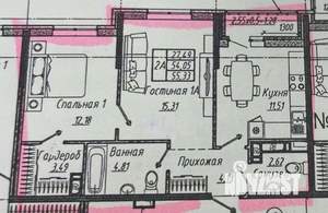 2-к квартира, вторичка, 55м2, 8/9 этаж