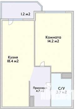 1-к квартира, вторичка, 43м2, 6/19 этаж