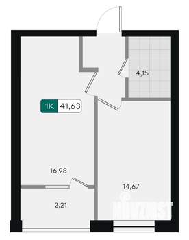 1-к квартира, вторичка, 42м2, 9/18 этаж