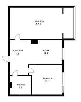 2-к квартира, вторичка, 54м2, 3/9 этаж