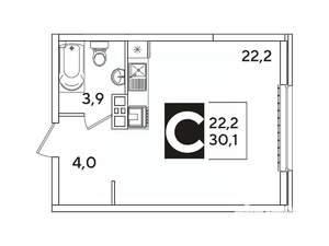 Студия квартира, вторичка, 30м2, 12/16 этаж