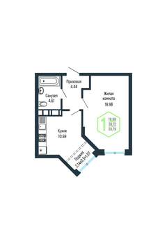 1-к квартира, вторичка, 40м2, 19/24 этаж