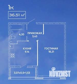 1-к квартира, вторичка, 37м2, 2/18 этаж