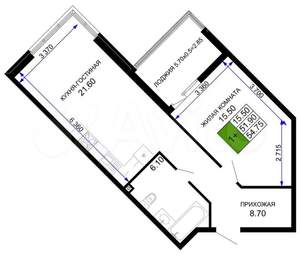 1-к квартира, вторичка, 59м2, 11/12 этаж