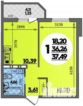 1-к квартира, вторичка, 37м2, 15/16 этаж
