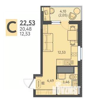 Студия квартира, вторичка, 23м2, 15/18 этаж