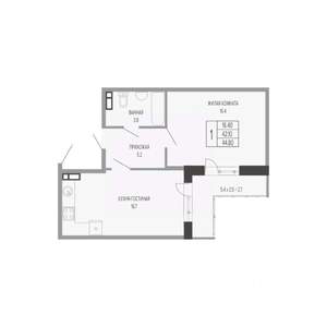 1-к квартира, вторичка, 45м2, 12/17 этаж