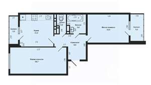 2-к квартира, вторичка, 59м2, 8/17 этаж