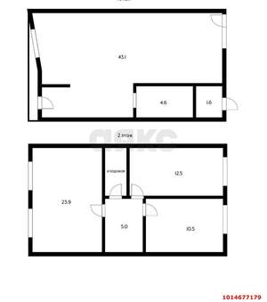 2-к квартира, вторичка, 102м2, 2/2 этаж