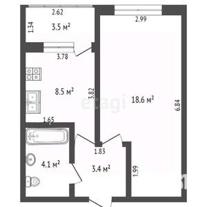 1-к квартира, вторичка, 35м2, 18/23 этаж