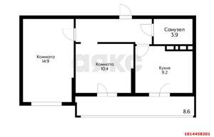 2-к квартира, вторичка, 55м2, 1/19 этаж