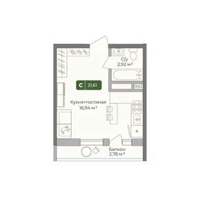 Студия квартира, вторичка, 22м2, 7/10 этаж