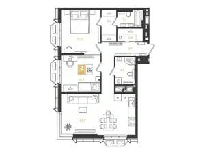 2-к квартира, строящийся дом, 68м2, 4/18 этаж