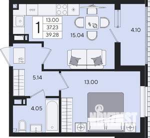 1-к квартира, вторичка, 39м2, 3/8 этаж