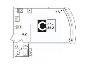 Студия квартира, вторичка, 35м2, 8/16 этаж