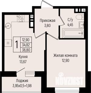 1-к квартира, вторичка, 37м2, 2/15 этаж