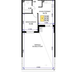 1-к квартира, вторичка, 50м2, 3/18 этаж