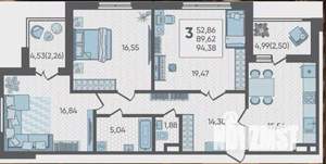 3-к квартира, вторичка, 94м2, 9/19 этаж