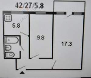2-к квартира, вторичка, 43м2, 4/5 этаж