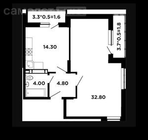 1-к квартира, вторичка, 59м2, 12/20 этаж